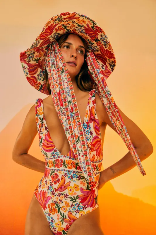 WHITE SPRING BANANAS ONE PIECE SWIMSUIT sold by FARM Rio