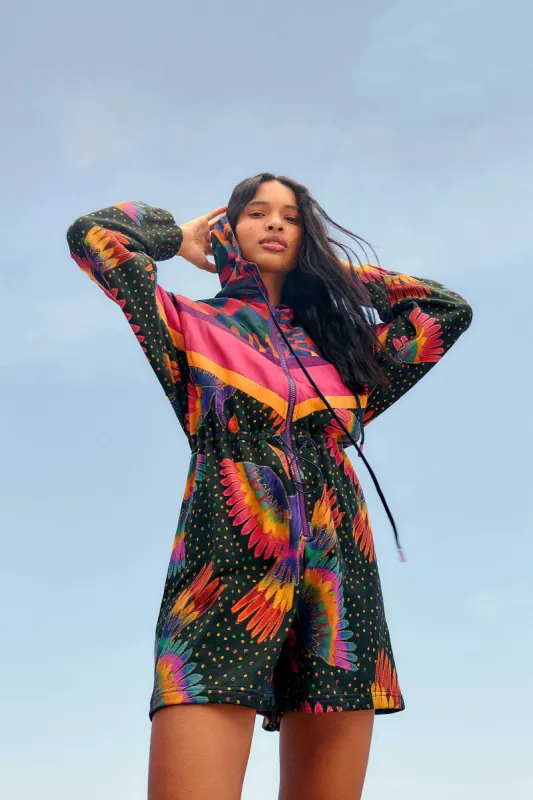 RAINBOW BIRDS SWEATSHIRT ROMPER sold by FARM Rio