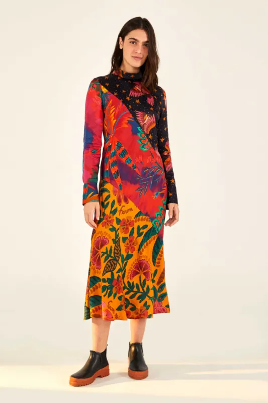 MIXED DIAGONAL PRINTS MIDI DRESS sold by FARM Rio