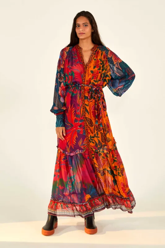 MIXED PRINTS BUTTON DOWN MAXI DRESS sold by FARM Rio