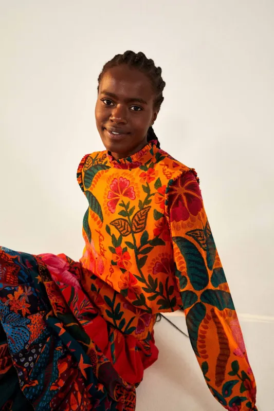 YELLOW FLOWERDOSCOPIC BLOUSE sold by FARM Rio