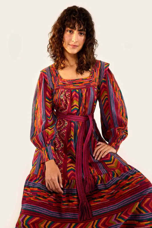 RED STRIPED PACTHES MIDI DRESS sold by FARM Rio