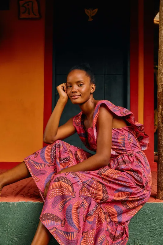PINK WILD BANANAS MIDI DRESS sold by FARM Rio