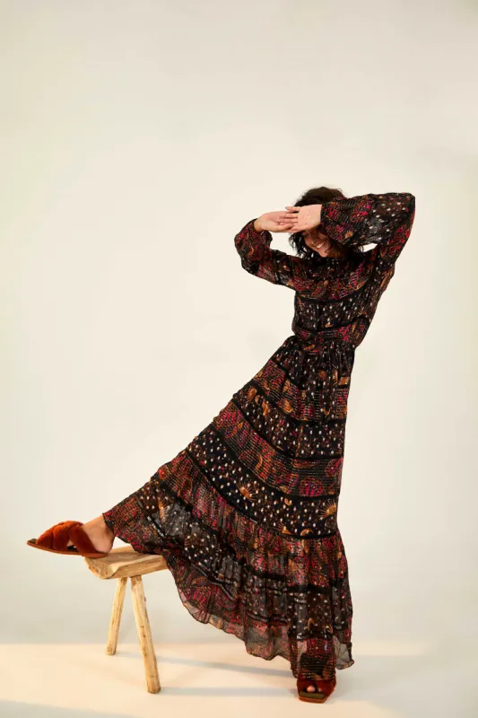 MIXED LEOPARD BUTTERFLY SKY MAXI DRESS sold by FARM Rio