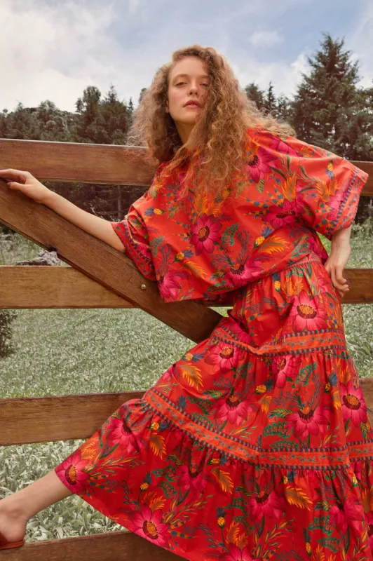 MAXI FLOWERS MIDI SKIRT sold by FARM Rio