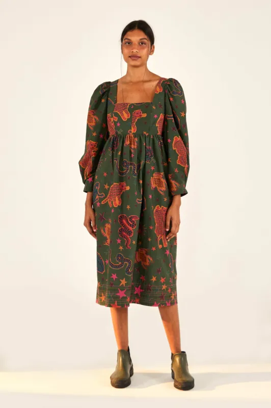 GREEN ANIMAL SKY MIDI DRESS sold by FARM Rio