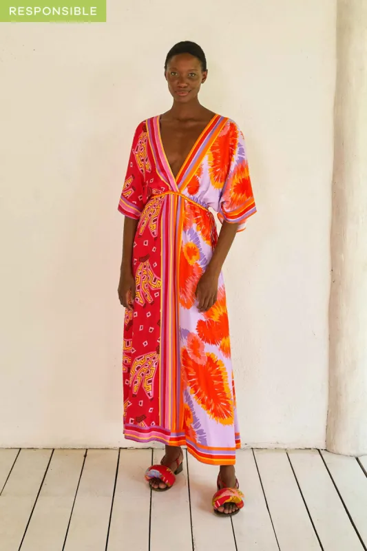 DUAL SCARVES PRINT MIDI DRESS sold by FARM Rio
