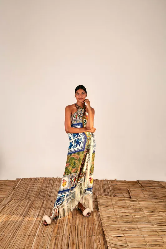 MIXED SCARVES CROSSED FRONT MAXI DRESS sold by FARM Rio