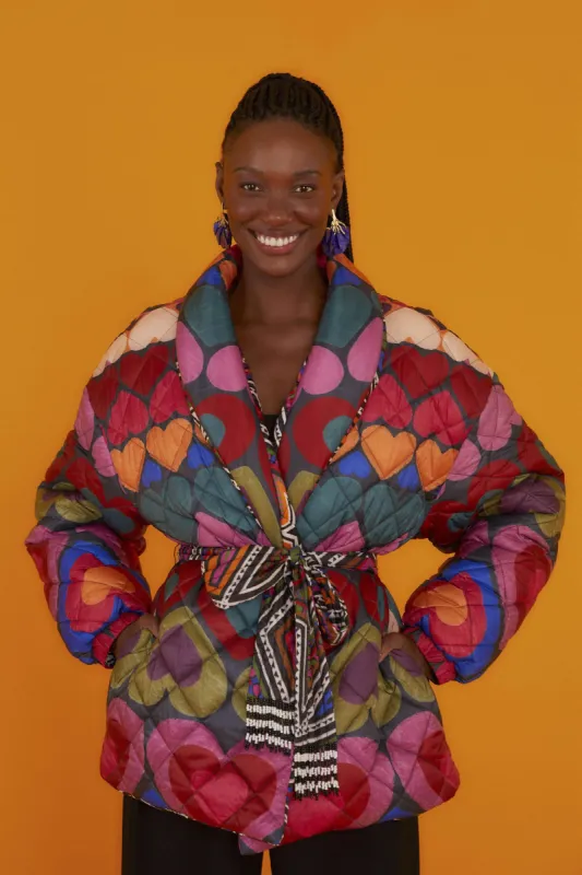 Full Of Hearts Reversible Puffer Jacket sold by FARM Rio