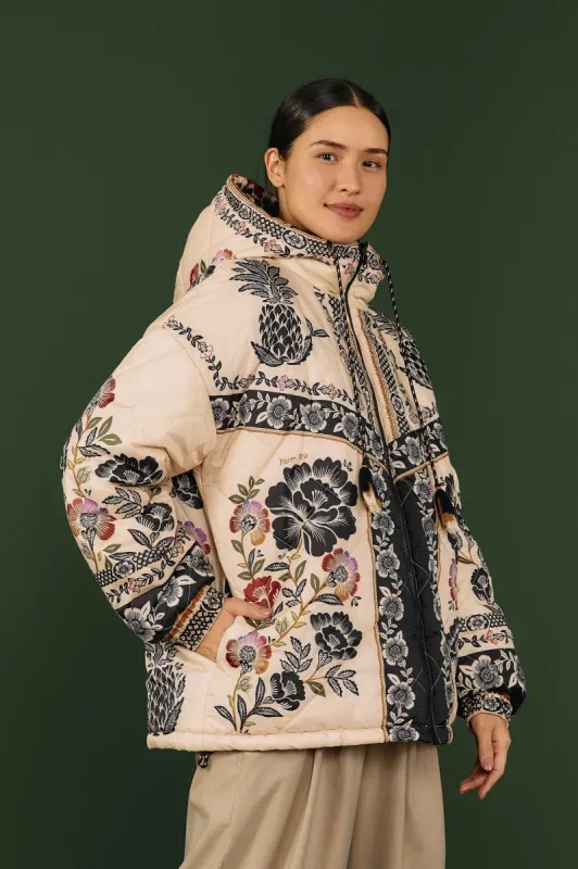 Romantic Garden Reversible Puffer Jacket sold by FARM Rio