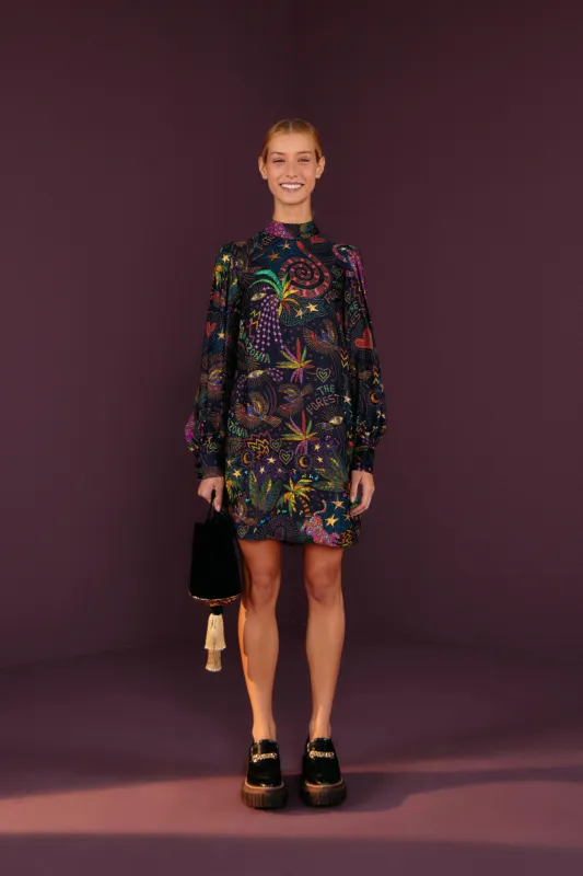 Black Amazonia Lenzing™ Ecovero™ Viscose Mini Dress sold by FARM Rio