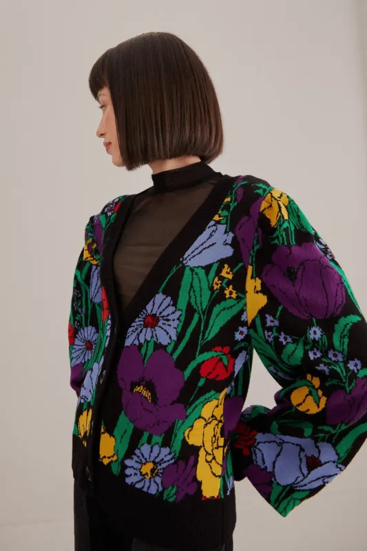 Black Bucolic Garden Knit Cardigan sold by FARM Rio