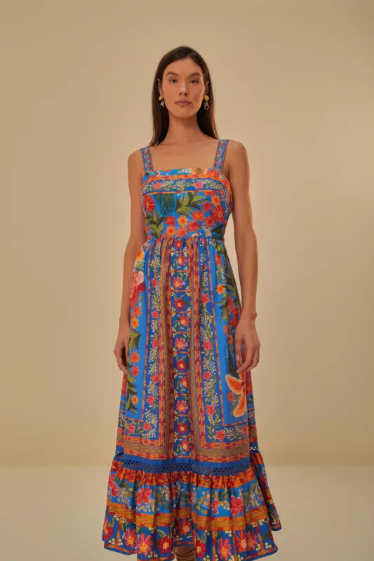 Stiched Garden Blue Maxi Dress sold by FARM Rio