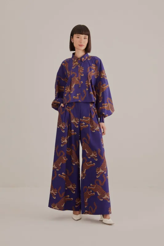 Navy Blue Leopards Tailored Pants sold by FARM Rio