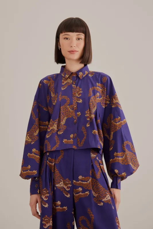 Navy Blue Leopards Long Sleeve Shirt sold by FARM Rio