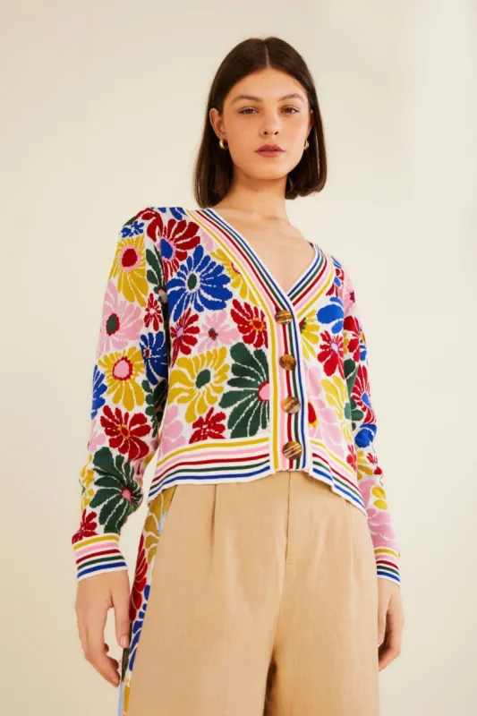 Sand Sunny Daisies Cardigan sold by FARM Rio