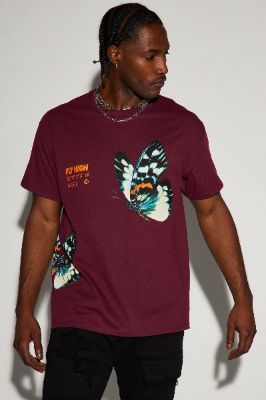 Your Wings Exist Short Sleeve Tee - Burgundy made by Fashion Nova