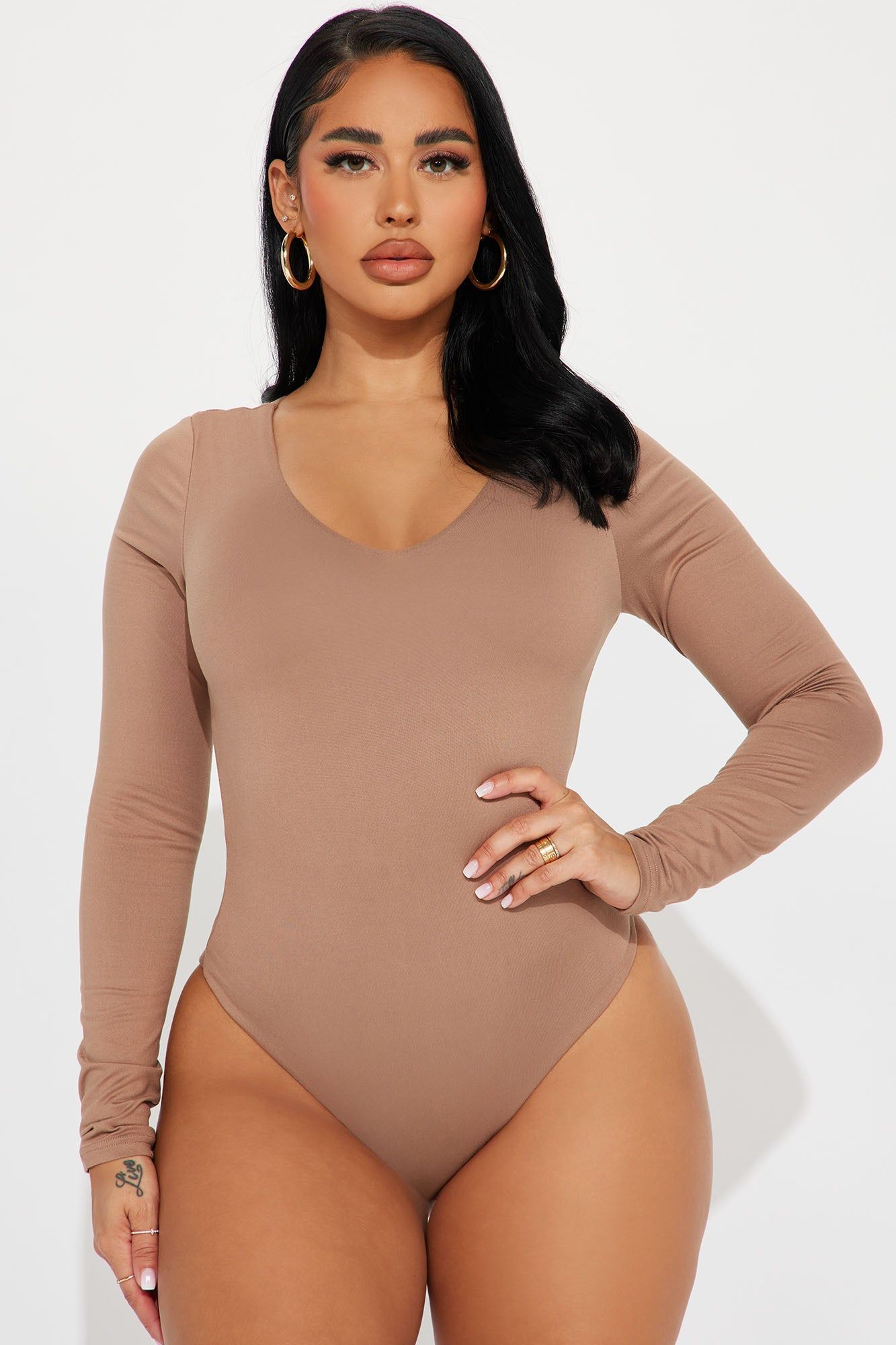 Myra Double Lined Bodysuit - Taupe sold by Fashion Nova