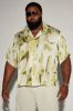Crepe Texture Button Up Shirt - Green sold by Fashion Nova