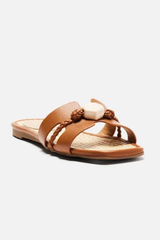 Kiera Braided Flat Sandals - Tan sold by Fashion Nova