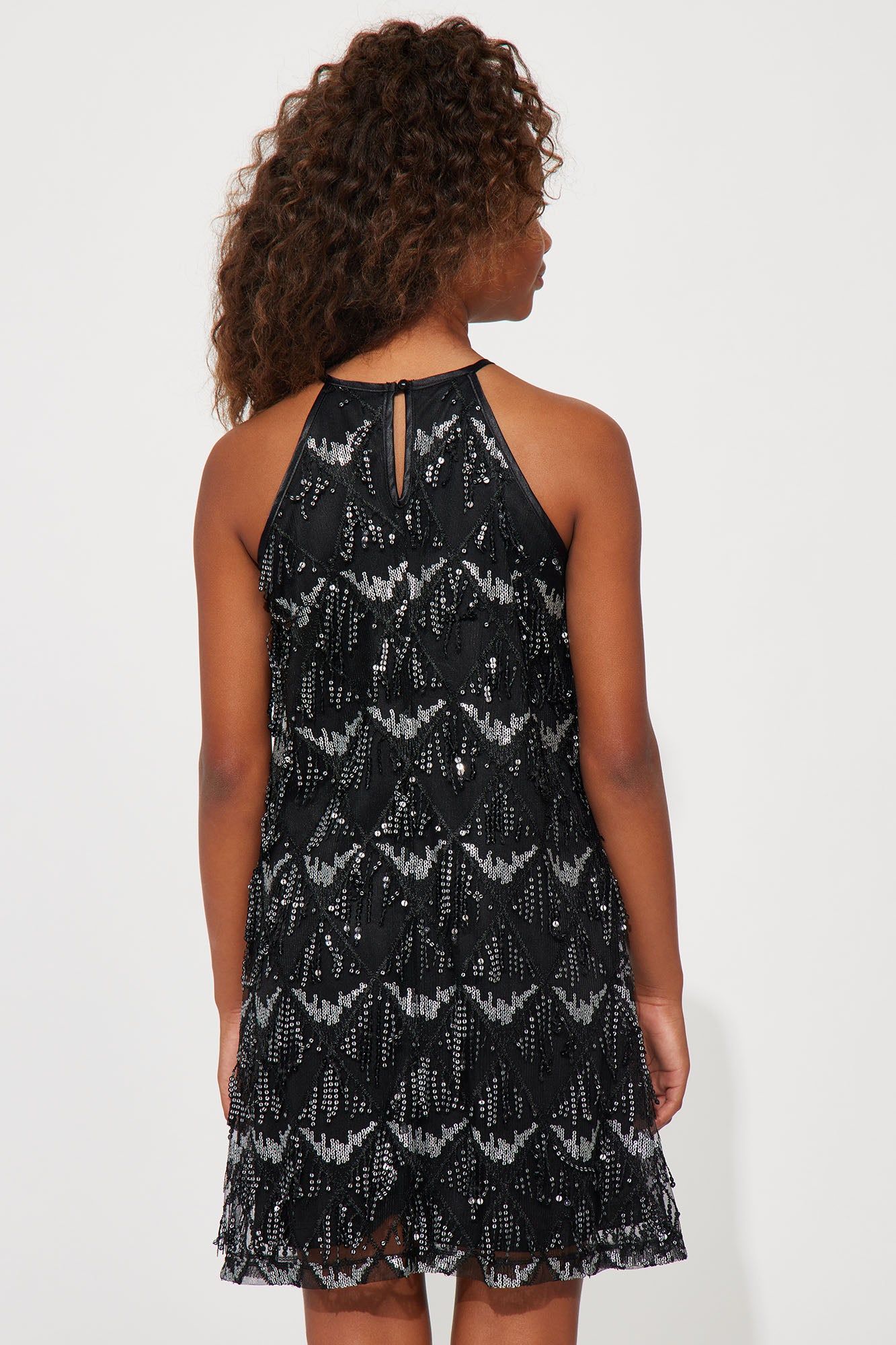 Mini Halter Pyettes And Fringe Sleeveless Dress - Black sold by Fashion Nova product image thumbnail 3