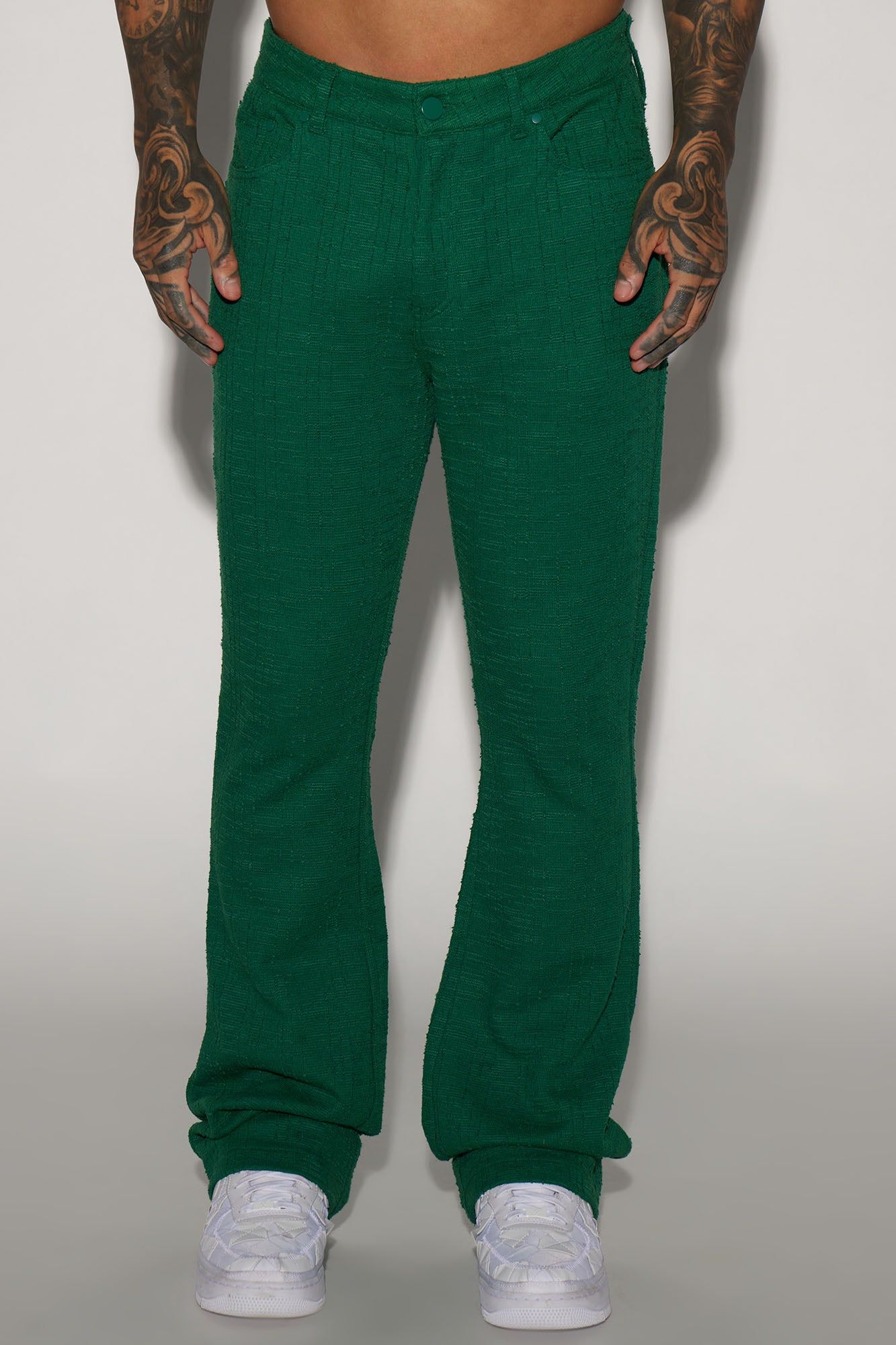 Jordan Textured Stacked Slim Flare Pants - Green sold by Fashion Nova product image thumbnail 3