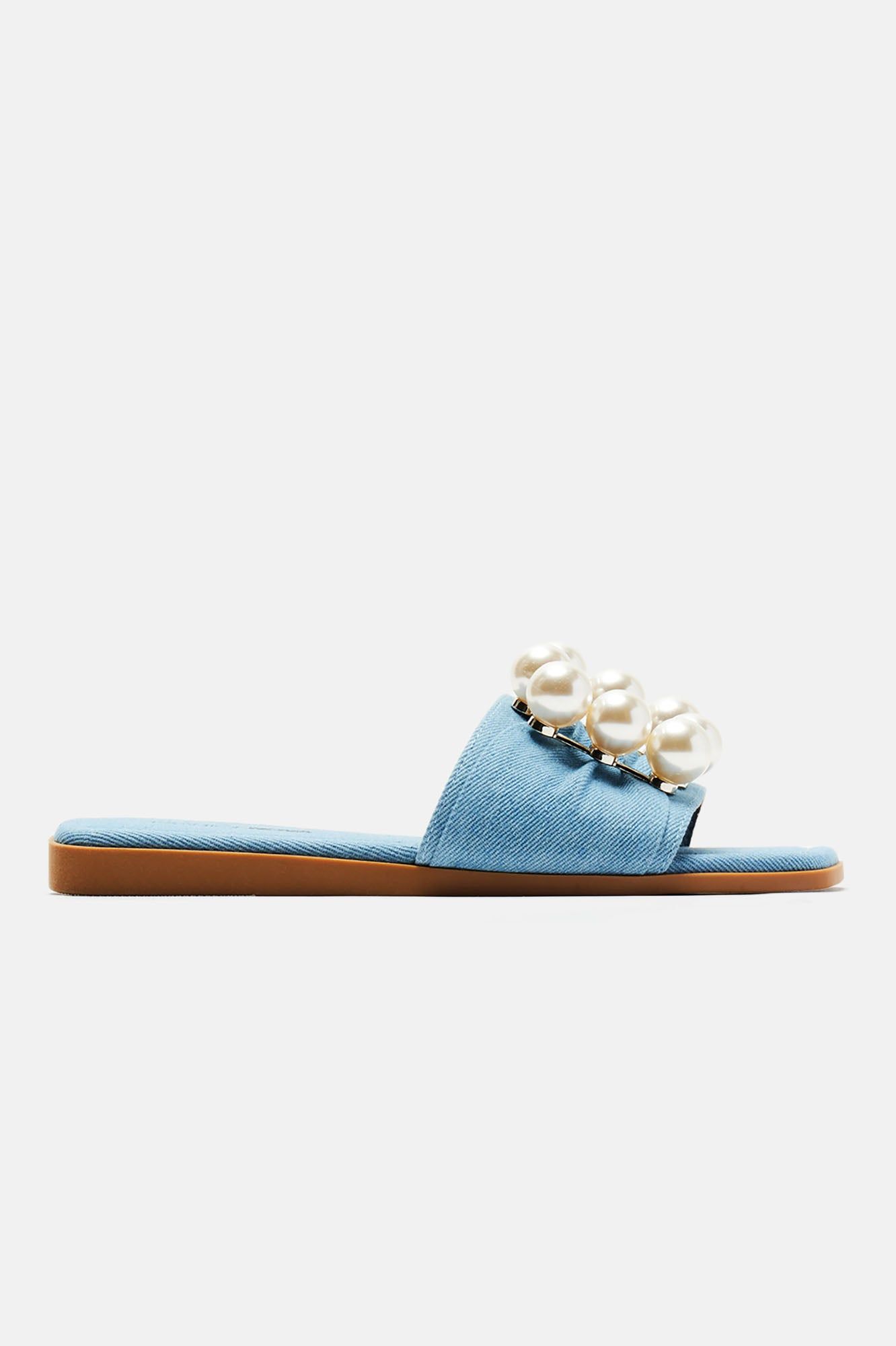 Pretty Pearls Flat Sandals - Denim sold by Fashion Nova product image thumbnail 3