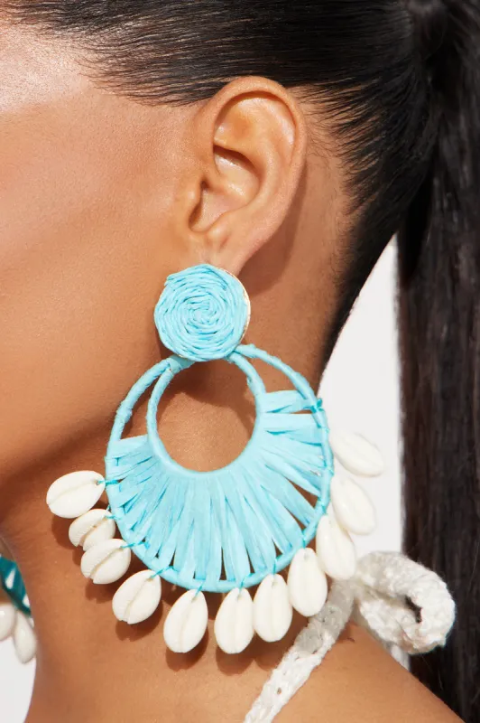Shells By The Beach Earrings - Turquoise sold by Fashion Nova