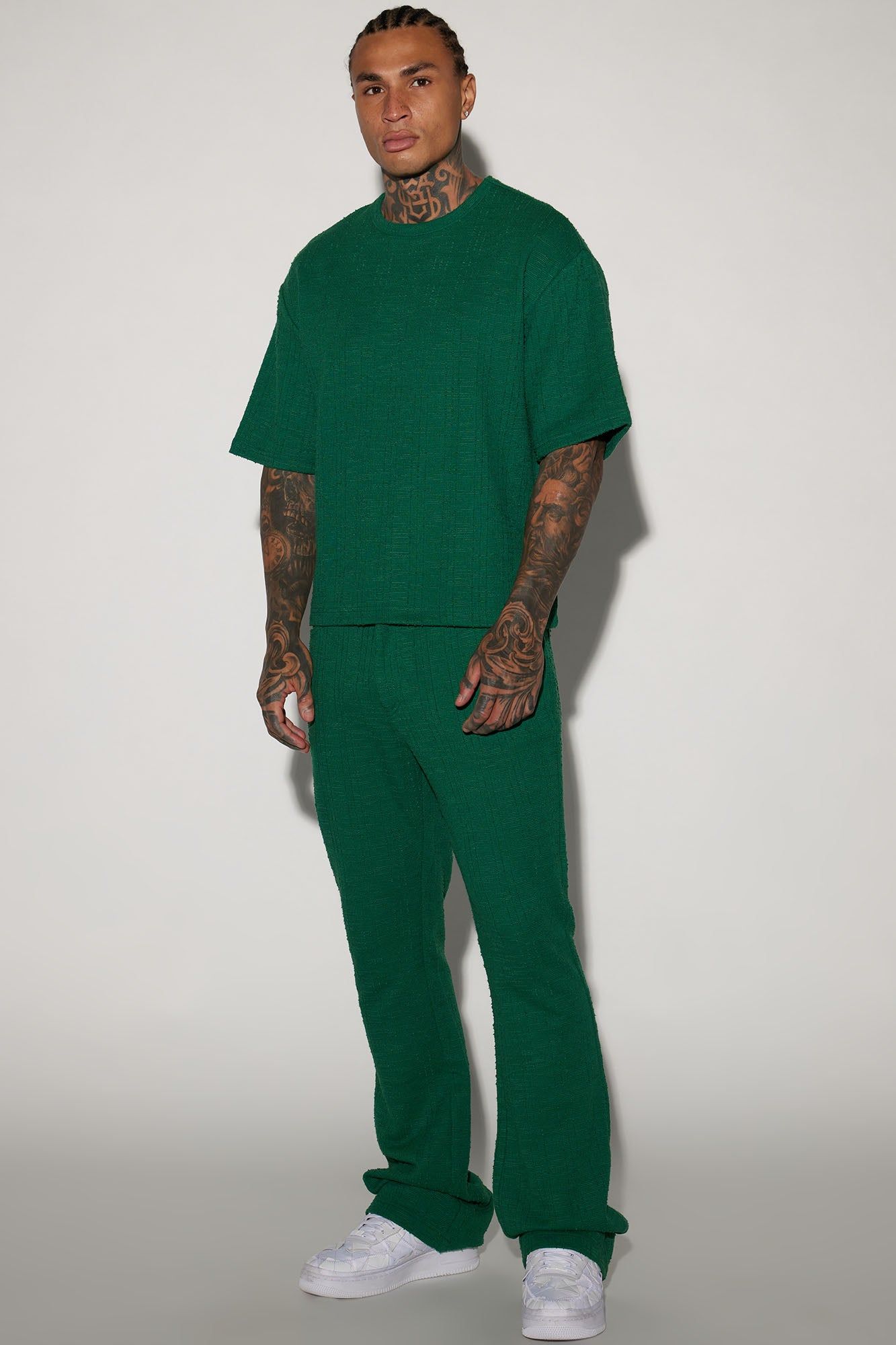 Jordan Textured Stacked Slim Flare Pants - Green sold by Fashion Nova product image thumbnail 2