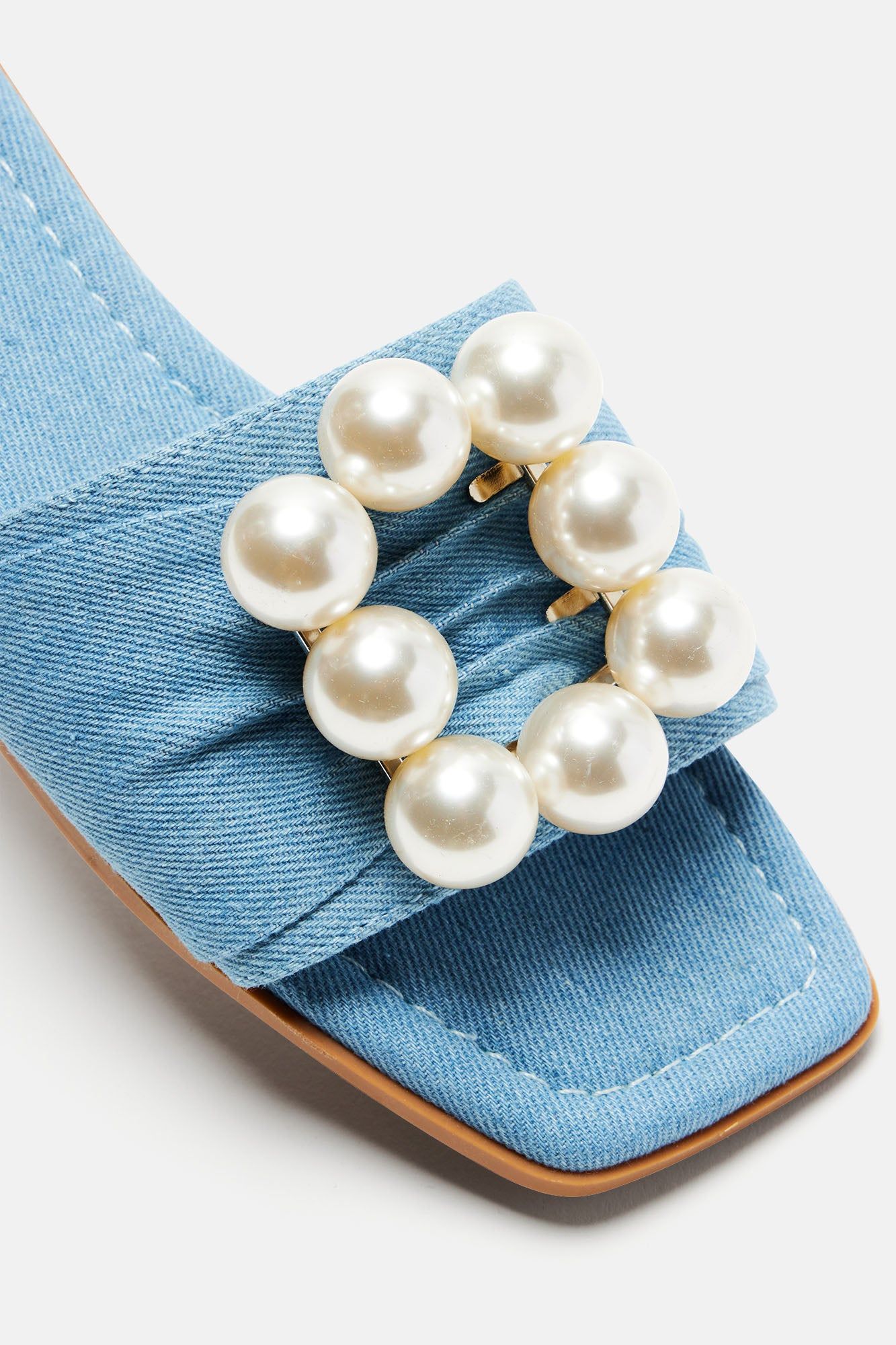 Pretty Pearls Flat Sandals - Denim sold by Fashion Nova product image thumbnail 5