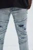 Moto Racing Stacked Skinny Jeans - Light Blue Wash sold by Fashion Nova