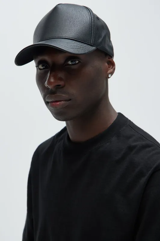 Dapper Faux Leather Snapback - Black sold by Fashion Nova