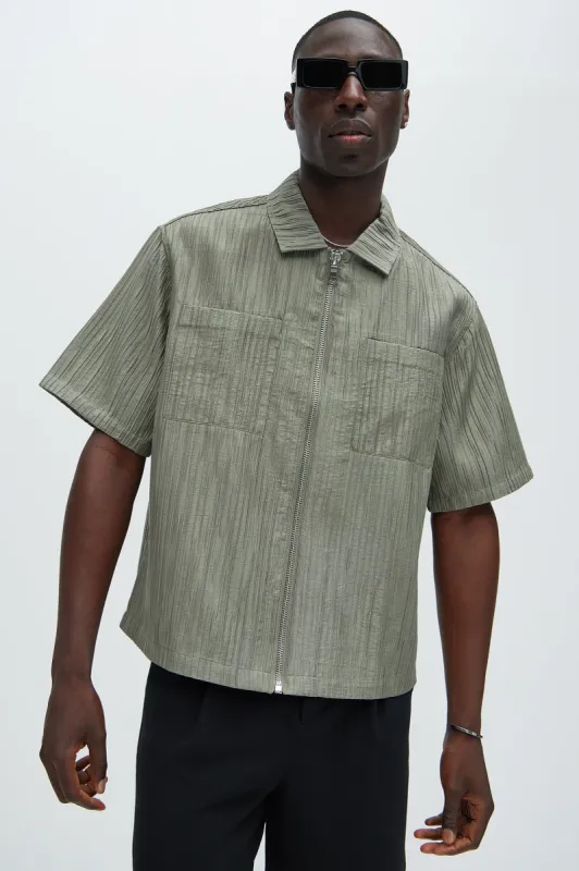 Niles Textured Shirt - Olive sold by Fashion Nova