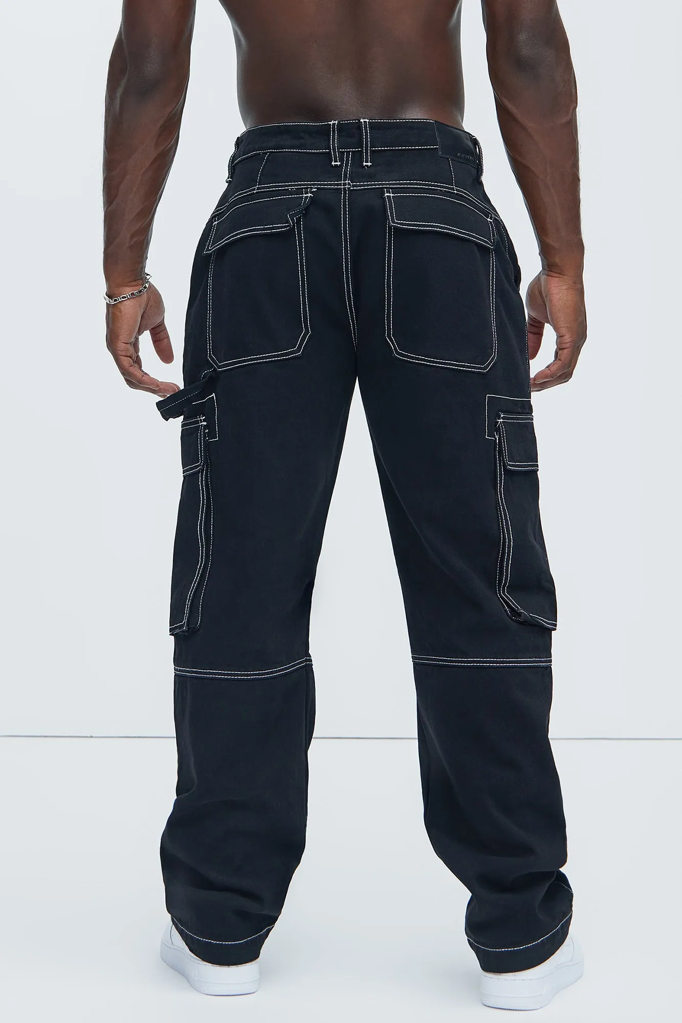 Contrast Stitch Cargo Jeans - Black sold by Fashion Nova product image thumbnail 4