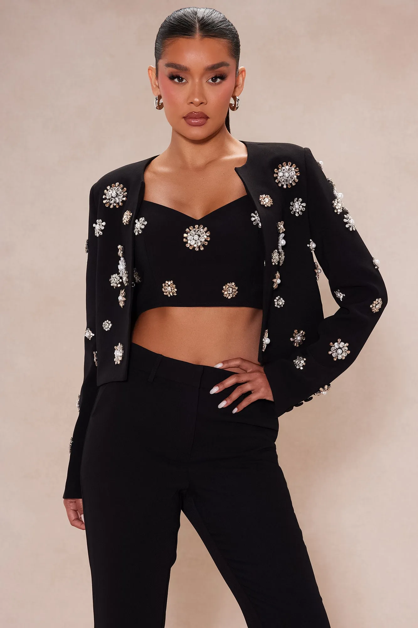Avah Embellished Blazer Suit Set - Black sold by Fashion Nova product image thumbnail 3