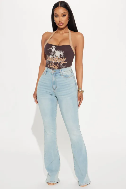 Breaking Some Rules Stretch Flare Jeans - Vintage Wash sold by Fashion Nova