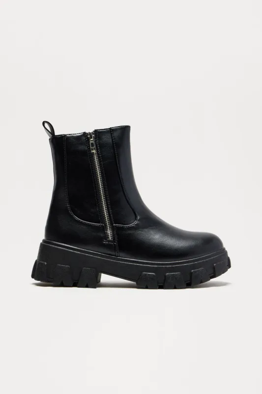 Huxley Zipper Booties - Black sold by Fashion Nova
