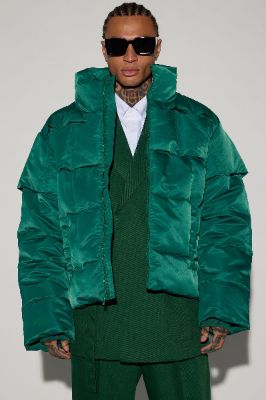 Enjoy Life Nylon Puffer Jacket - Green made by Fashion Nova