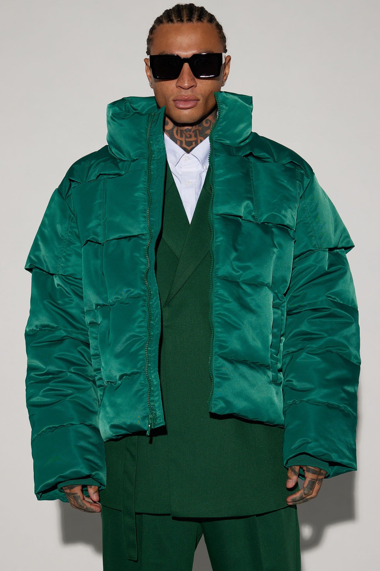 Enjoy Life Nylon Puffer Jacket - Green sold by Fashion Nova