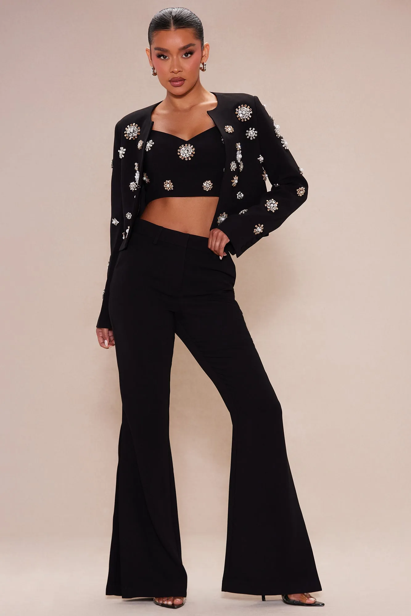 Avah Embellished Blazer Suit Set - Black sold by Fashion Nova