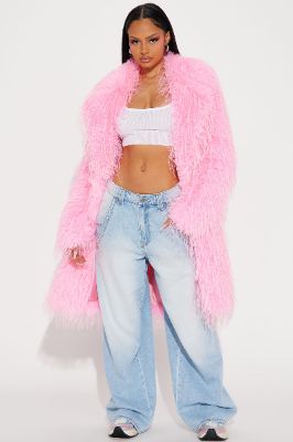 Bubble Baby Faux Fur Coat - Pink sold by Fashion Nova