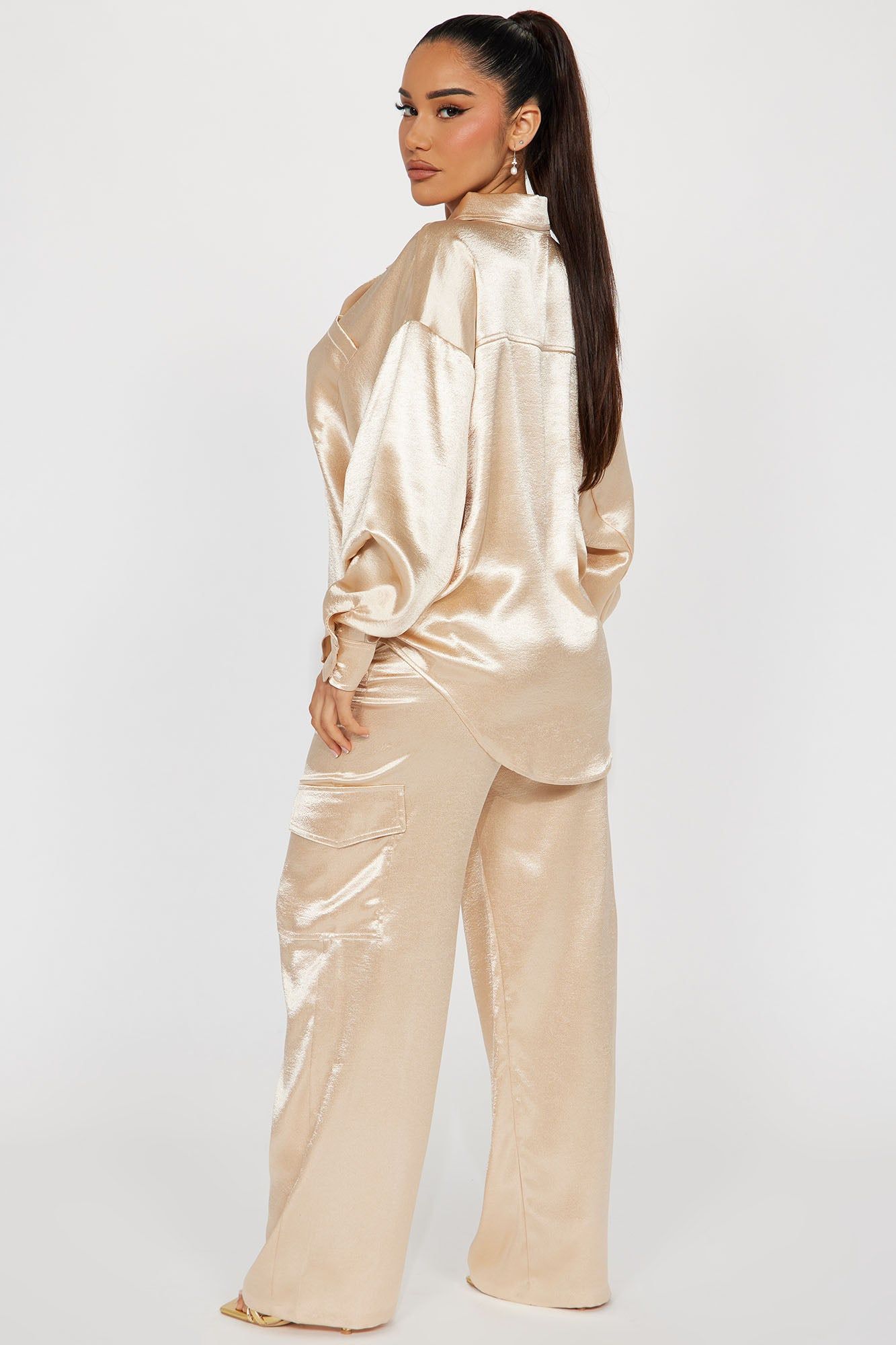 Same Girl Satin Pant Set - Champagne sold by Fashion Nova product image thumbnail 3