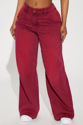 Song And Dance Loose Fit Jeans - Raspberry sold by Fashion Nova