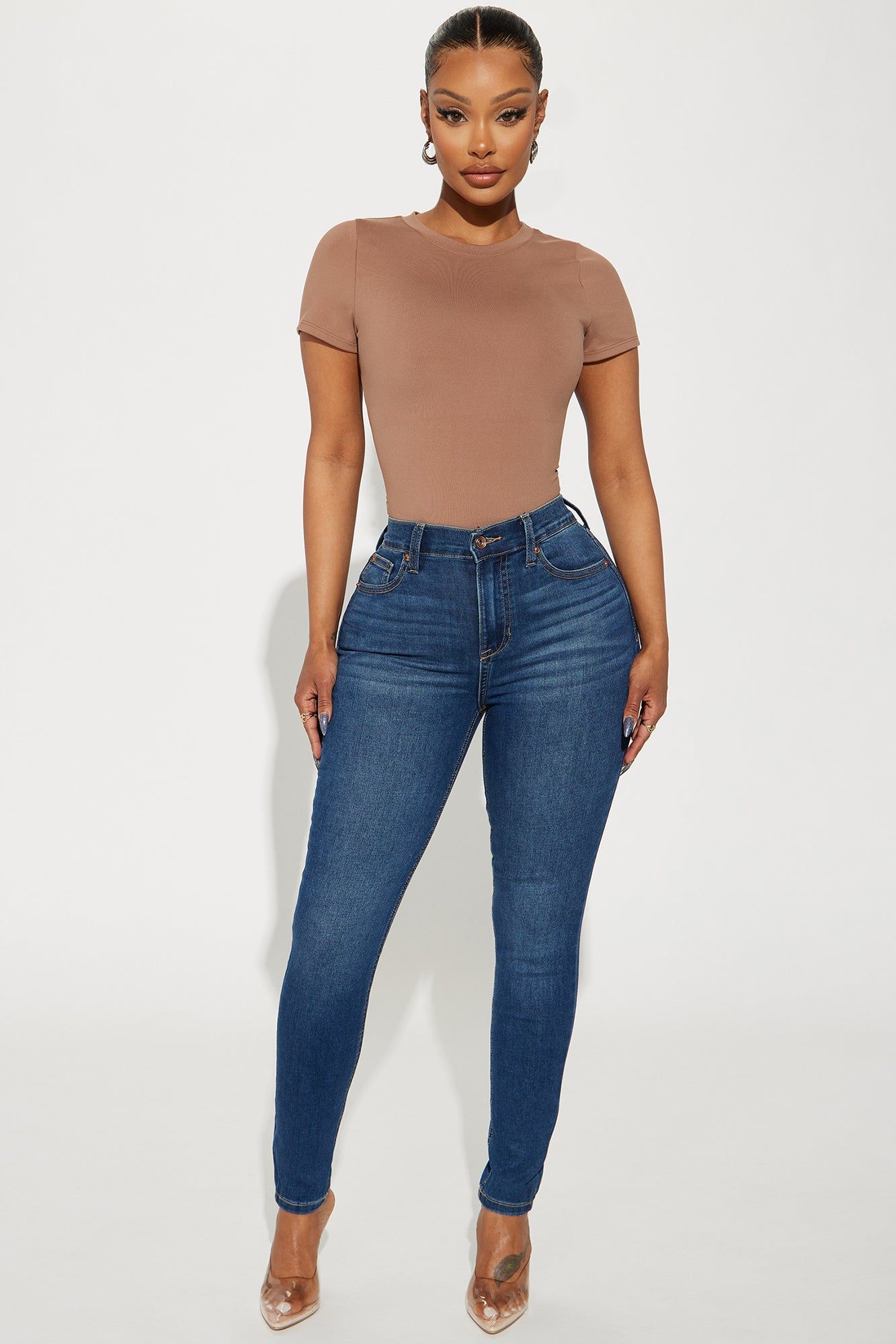 Clean Lines Fitted Bodysuit - Mocha sold by Fashion Nova product image thumbnail 2