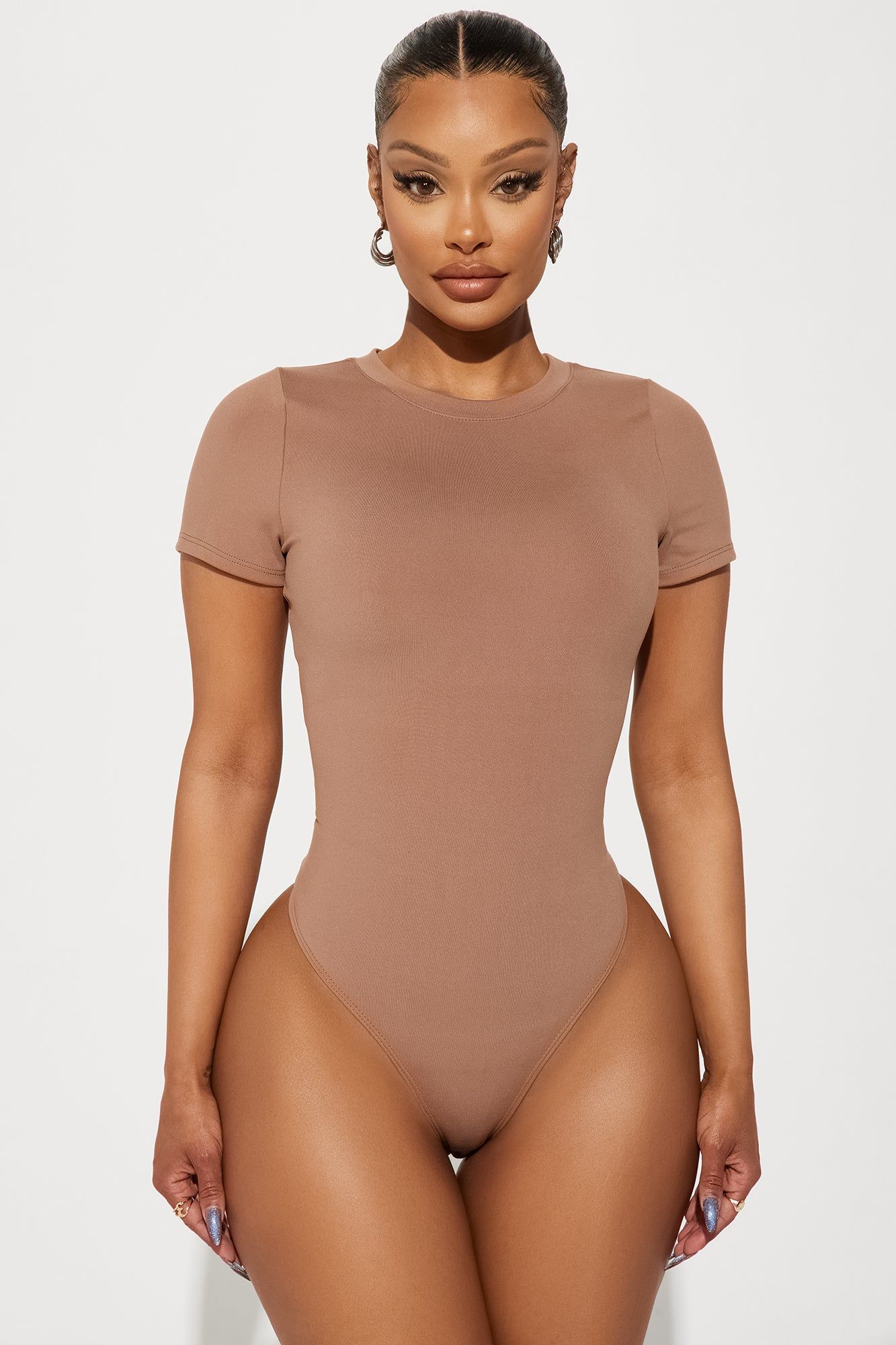 Clean Lines Fitted Bodysuit - Mocha sold by Fashion Nova