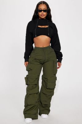 Talk It Up Oversized Cargo Pant - Olive sold by Fashion Nova