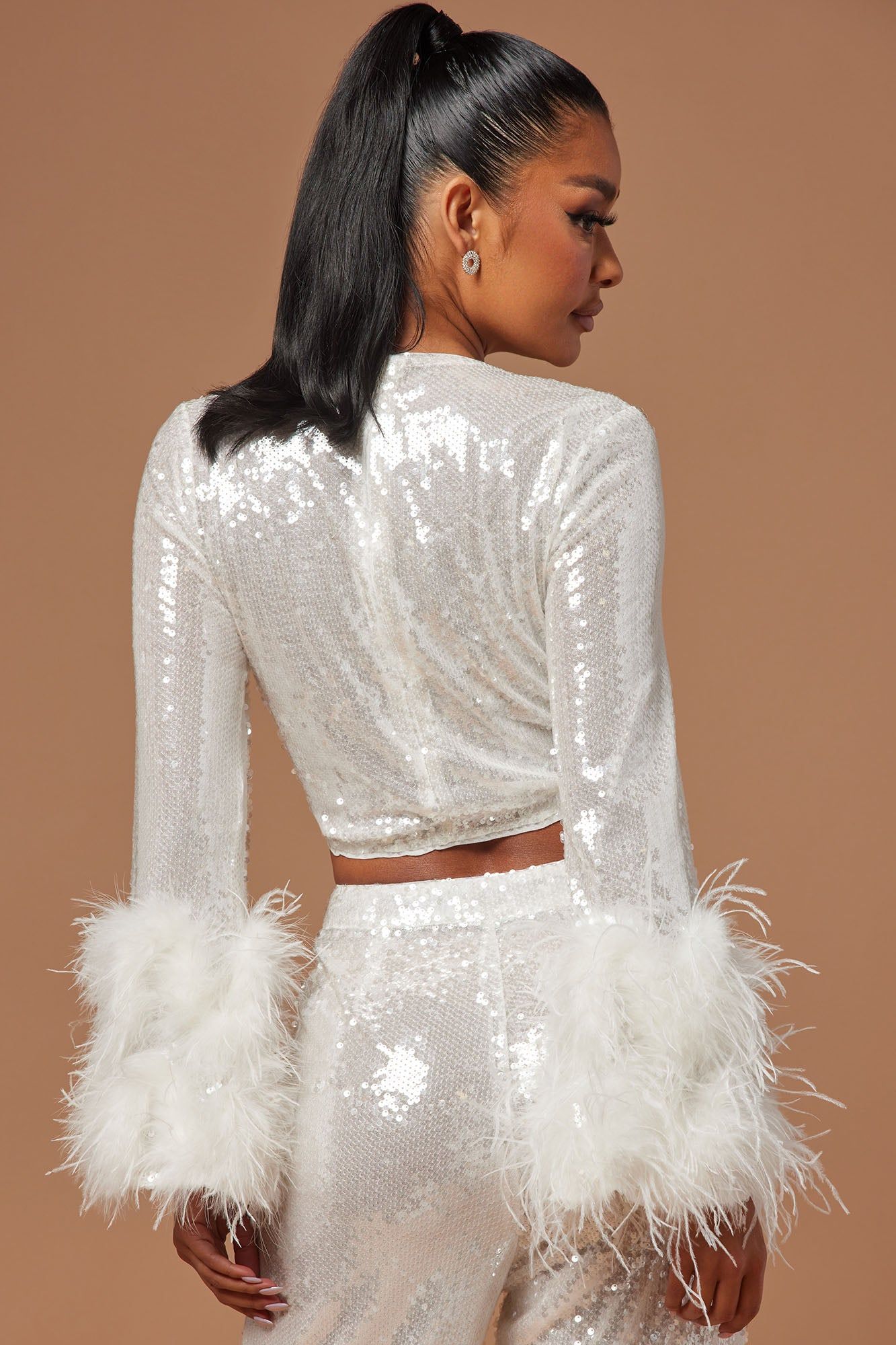 Sofia Sequin Crop Top - White sold by Fashion Nova product image thumbnail 4