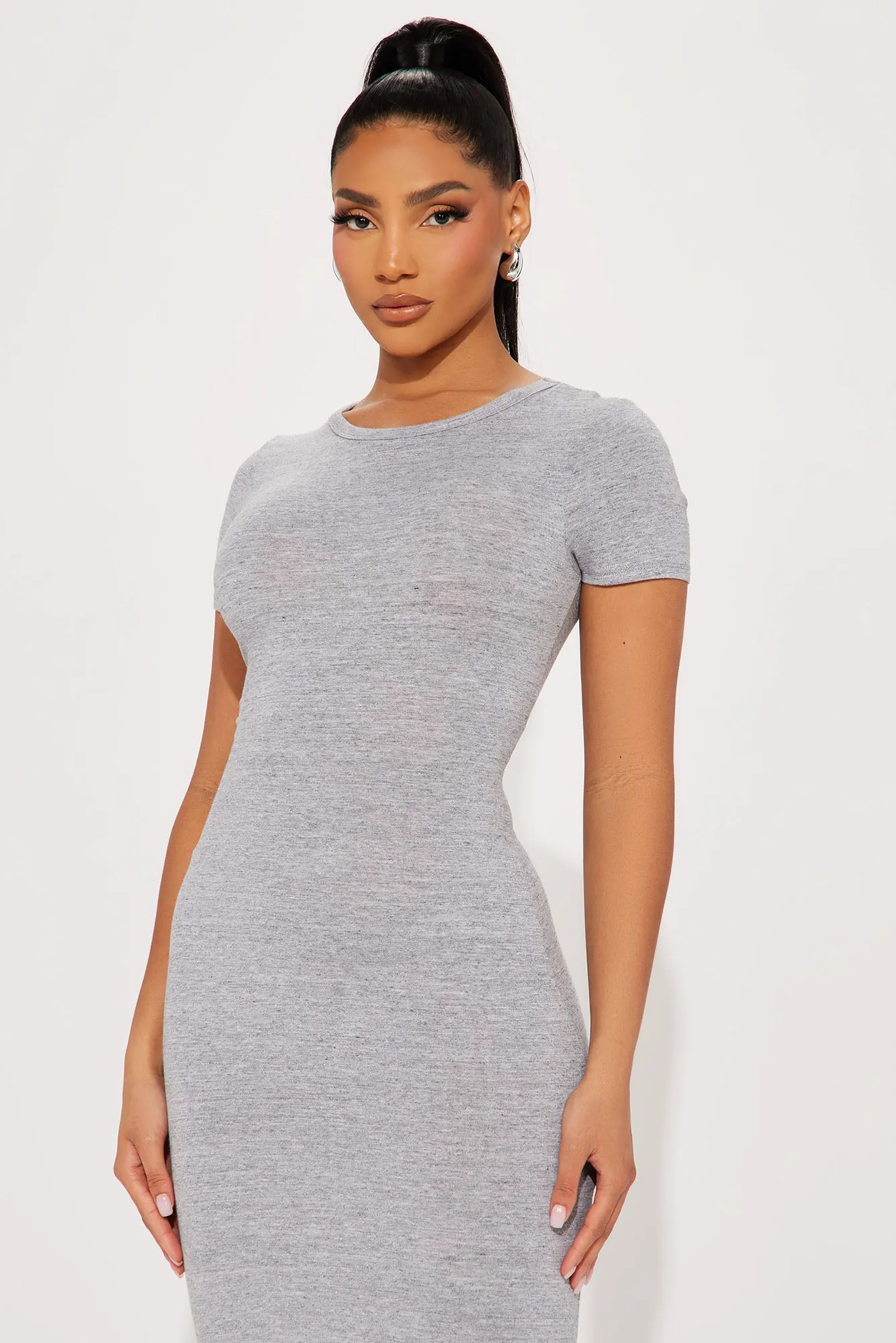 Sarahi Short Sleeve Midi Dress - Heather Grey sold by Fashion Nova product image thumbnail 2