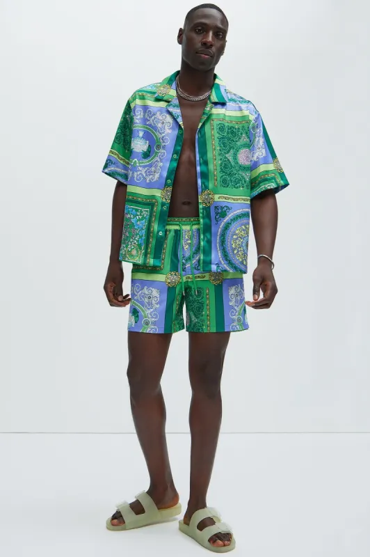 Giotto Baroque Shirt - Green/combo sold by Fashion Nova