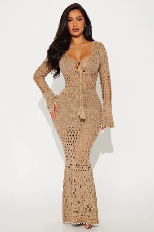 Fiji Sands Crochet Maxi Dress - Mocha sold by Fashion Nova